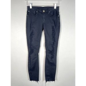 Helmut Lang Women's Distressed Skinny Jeans 25 Black Cotton Low Rise Pant EUC!